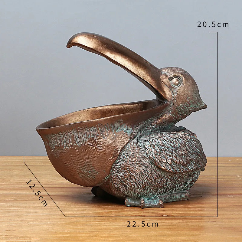 Vilead 22cm Resin Pelican Statue Key Candy Container for Home Decoration Accessories Storage Table Desk Decor Living Room Office